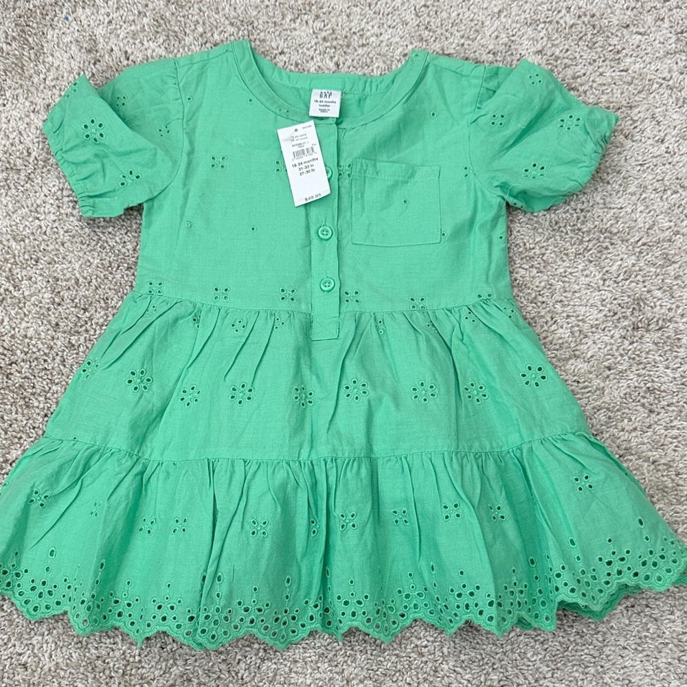 Girls' Eyelet Tiered Dress - Green